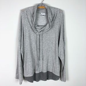 Isela Woman Gray Cowl Neck Long Sleeve Top 1X 651